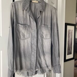 Bella Dahl gray washed fringe medium woven.